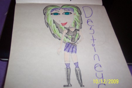 Name: Destiney Verdeth
Style: Punk
Crush: No one
Bio:She is sarcastic,hyper,funny,and artistic. She spends most of her time vanalizing and singing. She rules her school and is known to be the firebrand. She gets along with everyone and if u mess with her it wont be pretty.