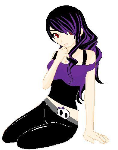  Hi Amy. Im sylvia. I am half goth, a young writer, 16 (ok 15 but 16 in January) 사랑 vampires, TDI, flapjack and anime. And this is my OC Violet. (me, minus the black and purple hair. i wish i had hair like that)