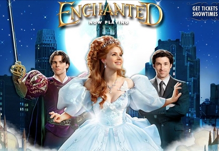Enchanted.May be silly but I love it cause it deals with reality and fiction and I love the ballroom scene and Mcdreamy.