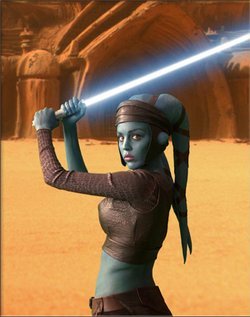 her name is aayla secura she is a twi'lek alien just like bib fortuna shes from the planet of ryloth