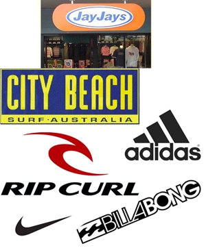  [b]Jay Jays[/b] and City Beach! I also like going to Rip Curl, Billabong یا Nike& Addidas outlets, آپ know, for the cheaper stuff.