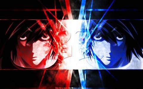  एल and B from death note B on the left एल on the right