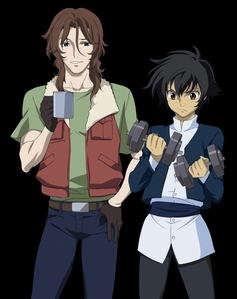 I would say Gundam 00; it's a great anime and it has very sad parts, very funny parts, and a lot of SUPER CUTIE GUYS! This picture only has 2 out of 10 cute guys. 
(Warning: if you see this and don't like it, then please tell me.) Thanx.