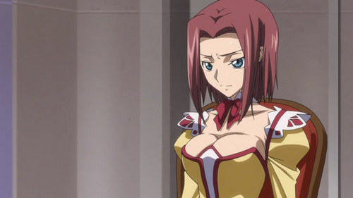 short red hair anime girl. she is a red haired girl.