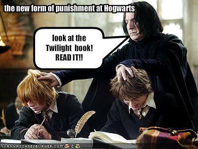 I find this funny,even though I love twilight and don't like harry potter...