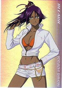  If you're asking about dark tanned ऐनीमे girls that look good, there is Yoruichi from Bleach. She looks even prettier in the anime! :)