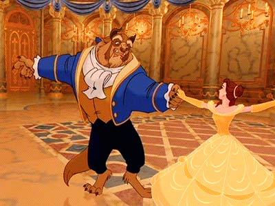 The Beast was really a prince, so we assume that, although it isn't shown, they get married. That would make Belle a princess. She, Cinderella and Tiana are the only Princesses who married into royalty (if you count Mulan than four, but she married a general. She's still a princess to me though)