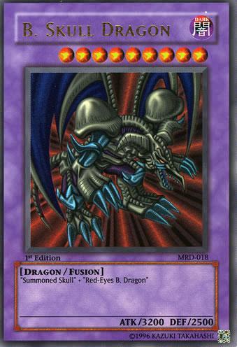  Red eyes black scull dragon. It is the perfect winning monster other than slifer the sky dragon.
