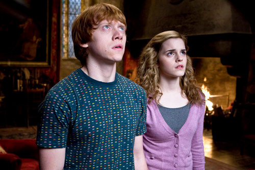 ron and hermione 
james and lily
remus and tonks 
harry and ginny 
bill and fleur 