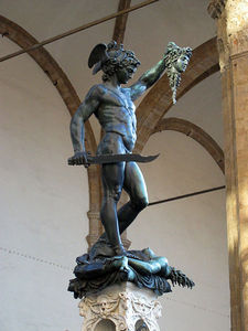 Perseus was the son of Zeus and a human, the princess of Argos named Danae. 

He's most famous for decapitating the Gorgon Medusa.