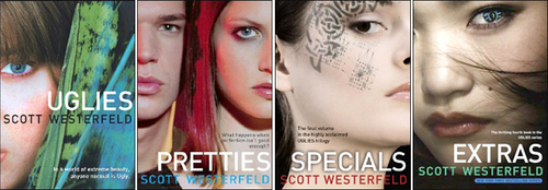 the uglies series by scott westerfeild. that is so cool and i think it would make an amazing movie