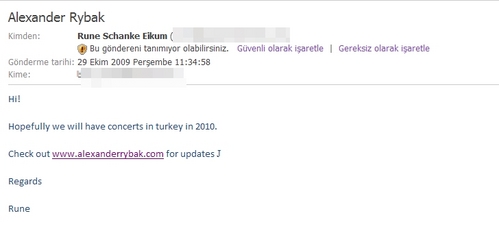 ALEX WILL COME TO TURKEY ON 2010 !!! 