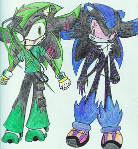  Rebecca the Hedgehog. (The chick on the left, not Lucifer T_T ) Nicknamed Becca, Bec, o Scorch. 14 years old. mephiles ex gf, but they are still very good friends. now dating lucifer the dark (mephiles' cousin, on the right) Controls fuoco (hers is green) and can summon chainsaws out of nowhere. Can run at speeds to rival Sonics. Hydrophobic. Can swim very well, but is still scared of water. Personality wise, shes always hyper. Easily angered. If your the fonte of her anger, run, cuz she has a 'dark' form that she can use when angry enough. Fav Cibo is Chili Dogs, waffles, and gobstoppers. she LOVES music. never seen without her ipod. her fav colour is acid green. been in lots of fights, te can tell cuz of her scars. is very 'down to earth' and sees 2 sides to evrything; her side and the wrong side. arrogant, short tempered, and sometimes a collosal idiot. yells random things at random times. never gets enough sleep. hates eggman and evil in general. over protective of friends; if they're in trouble, they wont be for long.