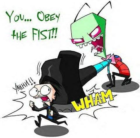  kick him, break his legs, claw his eyes out, and......crack his skull.THEN I BOW TO ZIM!!!