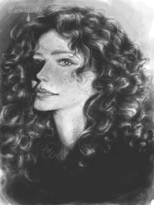  Well, I think 당신 gotta look at the 사진 and learn how to play with the lights and shadows... while making small curls where 당신 can. I did this digitally (yes, on the computer, with a tablet -no reference for the hair), and while the curls are looser, there are some smaller, tighter ones. Maybe it can help to see how I make a curl? 당신 just gotta make them smaller for a curlier hair (the smaller and tighter, the curlier the hair looks)