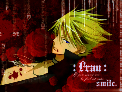  Frau from 07Ghost because well he's funny and caring! Plus he's freakin hot! lol xD