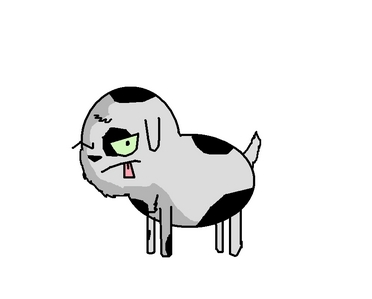  Z-9, THE GOOFY, CUTE SIR WHO CAN MORPH HIS HANDS INTO STUFF IN ROBO FORM, HIS EYES AND STUFF ARE GREEN WHEN NORMAL MODE OK, HE HAS A TRENCH IN BETWEEN HIS EYES AND HE HAS NO MOUTH, INSTEAD A GREY MOUTH PATCH IN DOG FORM.....HERE'S ANOTHER PIC