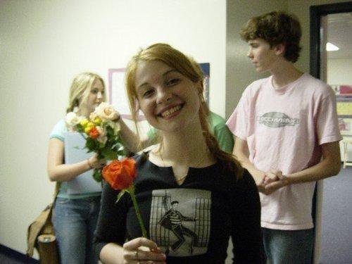 Yes, it's blonde. I have a photo of it, so take a GOOD look. ;) The photo was taken during her high school years.