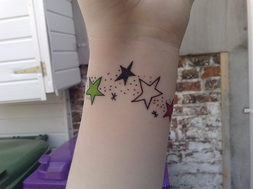  probably a small one like stars 또는 something on my wrist something like that below but the stars colored black