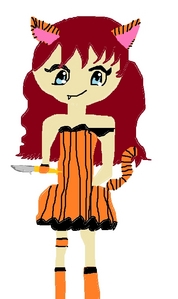 I would be infused with tiger DNA
My name would be Courtney and my outfit would have orange all over it and have black stripes on it.My weapon would be star dagger lol.This is what i would look like