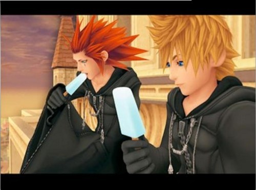 My favorite characters are Axel and Roxas. And Sora is okay.