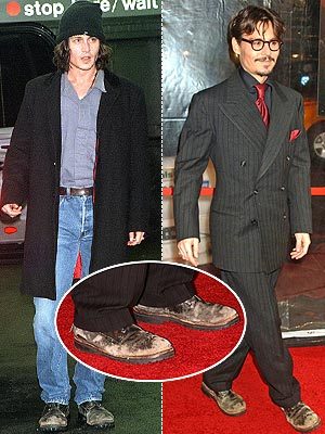  i dont know the story behind these boots but there is something about these boots very special to him he is being loyal to them..... he was photographed wearing those boots in 1999 for the first time.... those boots must have memories....i think they are awesome!!