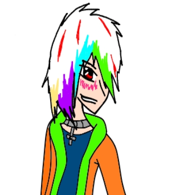 Name: Damien

Age: 16

Bio:He's the banned teen from hell.Him,and his friend Mr.Fluffykins,were banned from hell,basically for having too good of hearts.Damien tends to fit in and enjoy hanging out with freaks,but will walk into a group of preps to just annoy them.He finds most things funny,and likes to be lazy,however will stick up,help,or even risk whats special to him to save someone.

Loves: Dani(his girlfriend) Vodka,his friends,throwing rocks at people who annoy him,being lazy,and telling jokes(good ones,not the corny cheesy ones) 

Strengths: Pyro..ness? Joke telling,team work,and sometimes heavy lifting(If he REALLY has too)

Fears:To lose his loved ones,bleach(The liquid,and he has good reasons)

Hates: Bleach(once again,the liquid,and he has good reasons),people who make fun of him,or call him "gay",people who take "offense" at his jokes

Creater's notes: He gets a bit intense when people make fun of his hair,or call him gay.When the picking gets to harsh,he uses an ability he has that makes him able to take one's soul out of their body,however,unless he's REALLY pissed,he only sticks his hand in their body,and tells them what he can do to scare them away

Pic: