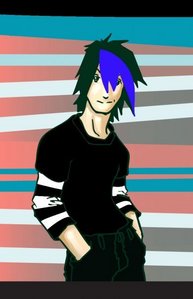 Name: Danny Payne

Age: 16

Bio: Emo, he likes to burn things and loves to sing and play guitar. Everyone says he looks like Adam Lambert and he loves to wear eyeliner. He is best friends with Brittany Masters (8thGradeGenius)

Love Interest: 8thGradeGenius (Brittany Masters)

Fear: Brittany dies/receives illness (that's his only weak spot :3)

Extra: He doesn't care what anybody does as long as they don't harm the people he cares about in any way. He knows all the lyrics to every song in every musical movie made since 1960 (Rocky Horror Picture Show, Hairspray, High School Musical 1/2/3, et cetera). He is very smart and very sly/sneaky.

Here is a picture: (colored over by 8thGradeGenius)

