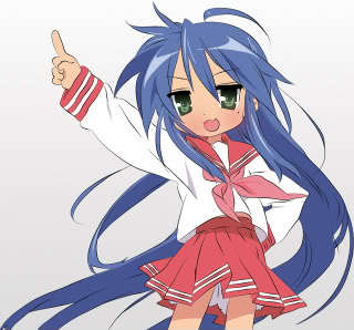  Konata is like my アニメ twin. Video games, anime, and manga. Konata is cute and has beautiful long blue hair. Her short height just makes her even cuter. Were also both kind of Lazy though. I 愛 KONA-CHAN!!! ^_^