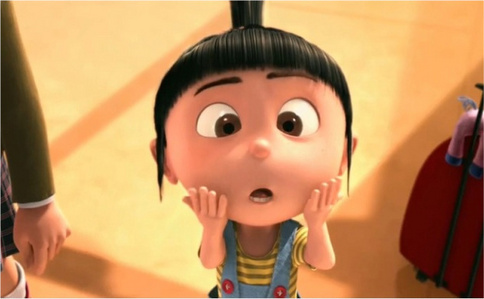  This was sooo cute I 愛 this quote: Gru: [to the girls] あなた will not cry, または sneeze または barf または fart! No annoying sounds. Agnes: Does this count as annoying? [puckles her cheeks]