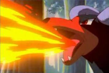 I would use Houndoom. She would use fire spin. Then dark pulse making a spinning tower of fire and dark shadows.