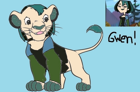  this is gwen as a lion from total drama island/action/world tour. image credit: 16falloutboy