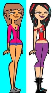  Can u give my oc Dani a short dress and my other oc Amber in a punk dress?, btw Dani is on the left with brown hair and Amber is the punky girl on the right with black hair