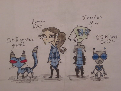  Name: Invader May Species: Irken Age: 16 Audition: *camera clicks on* May: ^_^ HI THERE!!! It's me! May! Well, this is my audition for the Total Drama Invaders! I am wicked excited to see what this is going to be about! *Shift runs 由 screaming* May: Uh...yeah, thats Shift, my SIR. She's been 表演 really weird lately...I think some wires are out of place...*Shift runs 由 again and crashes in wall* May: T_T and thats why I'm not bringing her with me. Anyway, I am really excited about all this and I hope I make the audit...*Shift steals camera* May: SHIFT!!!! STOP!!! *screan goes blank*. Bio: May was born from parents who where hard core invaders. Her parents wanted May to grow up and be a greater invader than her they ever were. They sent her to many schools and camps, this is how she became so knowledgeable. May never wanted to be an invader though. Before the Great Assigning, May escaped Irk and flew to Earth. She lives a humble life on Earth and helps all her friend with taking over planets instead of doing it herself. Likes: Cats, 颜色 blue and purple, muffins, night time, tortring people, bats, friends, nature, sharp objects, winter, 万圣节前夕 Dislikes: Idiotic people, bright lights, loud noises, girly stuff, lovey dovey crap, killing without a cause, crazy fangirls, Twilight Craze, Justin Beiber, Hannah Montana, being scared, Furbies, surprizes, being perfect Dating: Invader Rex Greatest Fear: Death and the unknown Strengths: Super smart, cunning, smart tactics, very calm, gifted with hand to hand combat and using staffs, poles, swoards and stuff like that Special abilities: Can communicate with any animal. Weaknesses: When stressed May will give into almost anything, Friends: Invader Zim, Bridget, Lin, Jet, Cynthia, Saber, Moon, (May will befriend anyone who is nice and is willing to be 老友记 with her) Enemies: Invader Tak and anyone else who is mean and/or hurts her 老友记 Creator's Notes: May is usualy pessimistic, she also tend to think shes bigger than she actualy is. May loves all 动物 and is very friendly to the Earth. May's personality is at one extrene 或者 another. For example, some days May is happy and adventerous and others days she is grumpy and lazy. It is complete luck to catch May on the right day. Quotes: "You say evil like it's a bad thing!"