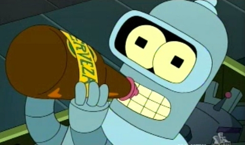  Bender, a robot from futurama. His oil is cerveja