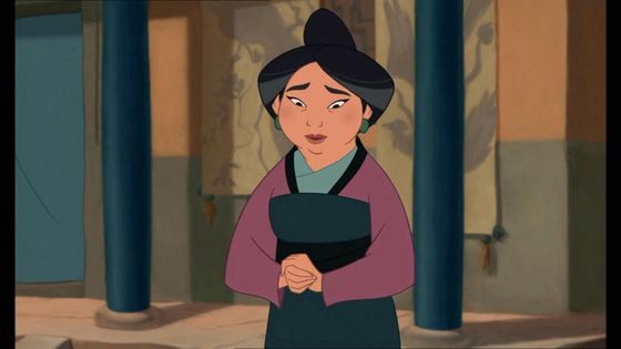  5) Fa Li, Movie:Mulan, Voice:Freda Foh Shen, Memorable Quote(s): "None of your excuses; now let's get tu cleaned up!" Pros: pretty, loving, Cons: not much personality