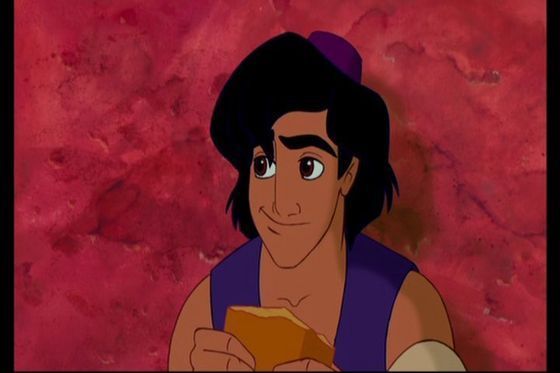  2.Aladdin he's handsome smart kind sneaky he's the first prince not to be born into royalty and to not be wearing a شرٹ, قمیض