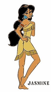 Jasmine as Pocahontas. Lineart by Mellasfenixxes on devientart, coloring by me on FotoFlexer