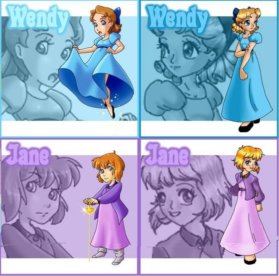  4.Wendy(Peter Pan) and Jane(Peter Pan 2:Return to Neverland) I couldn't decide they're equelly pretty and so similar and made campanita jelous of both of them but I think campanita is prettier than both of them but they're still very pretty