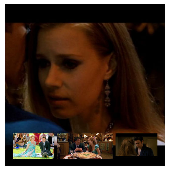 This one is aboutGiselle thinking about her few days with Robert. The bottom images are Giselle with Robert in the that’s how you know scene,at the restaurant and finally the arguing scene where Giselle begins to fall for Robert.