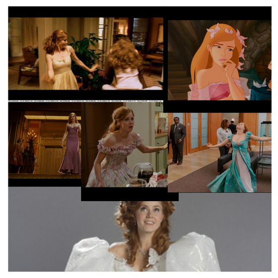  Here is Giselle's dresses:wedding dress,Pink dress,curtain dress,ball dress,rug dress and finally the yellow dress.