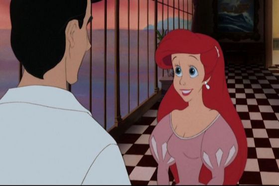  The jantar scene was cute. I amor Ariel's rosa, -de-rosa dress so pretty.