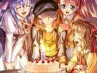  me with the hat suivant to me with purple hair is darkness the other one with red hair is darklight and the girl with brown hair is ramona celbrateing my birthday