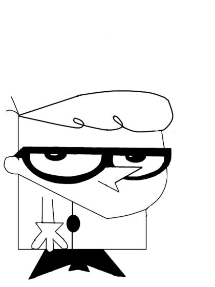 w you have your line art, you can stop here, or keep going as you learn the best computer technique to color this imbecolic mad scientist, a mental note all of you though, when drawing Dexter, color the boots black, but when drawing Dexi, leave the boots 