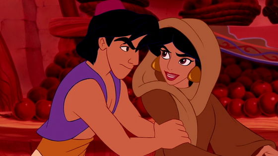  Aladdin:"I've been looking all over for you",Jasmine:"What are 你 doing?"