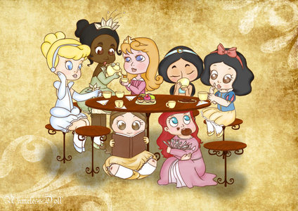 Jasmine is drinking her tea. BTW, aren't they adorable on that picture? ^^
By NamelessDoll (devianta
