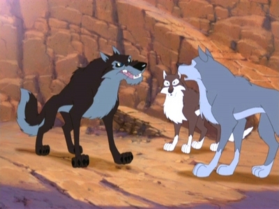 Wait, you mean the wolves just in the background? Well I had a bit of trouble finding a picture of th