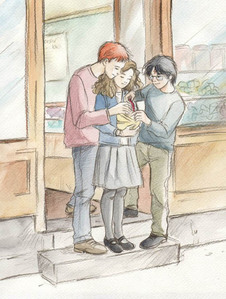  Okay, credit to marta at the Sugar Quill. They're in front of Honeydukes. :)