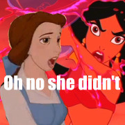 Jasmine throwing a drink at Belle :P