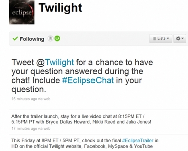  In a set of gần đây tweets via Summit Entertainment’s Twilight Twitter page, they gave information a